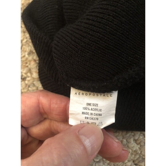 Aeropostale One Size Stretched Hat Black with Logo - Picture 4 of 4